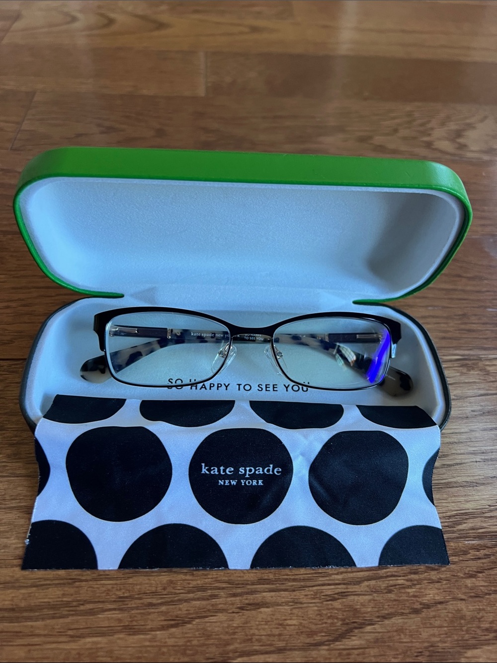 kate spade Black Rectangular Women's Glasses with gold Accents